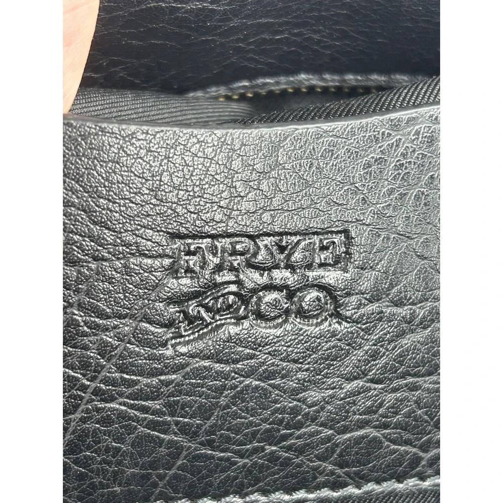 Frye And Co Womens Satchel Handbag Black Large Double Handles Crossbody Textured